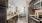a kitchen with a large window